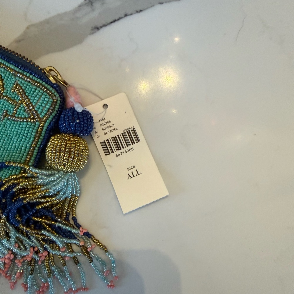 Anthropologie Beaded Clutch Pouch – Colorful Heart & Floral Design – NWT - Picture 4 of 5